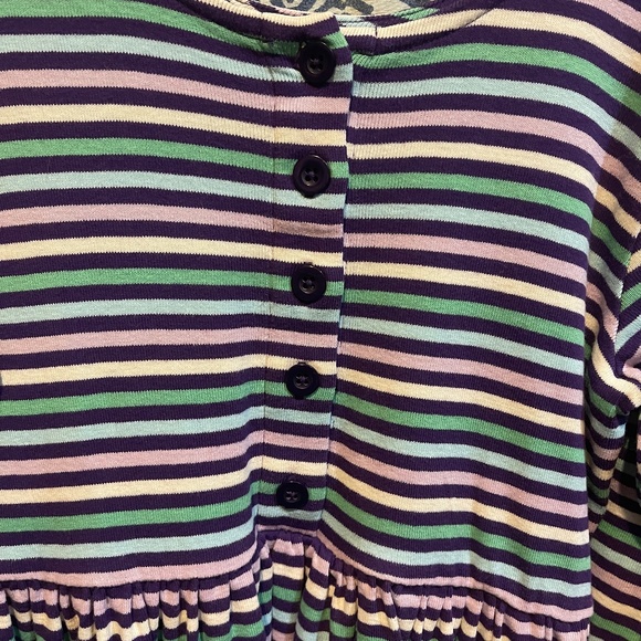 Hanna Andersson Girls Lavender Blue Green Stripe Play Day Dress 130 CM 8 PERU - Picture 3 of 8